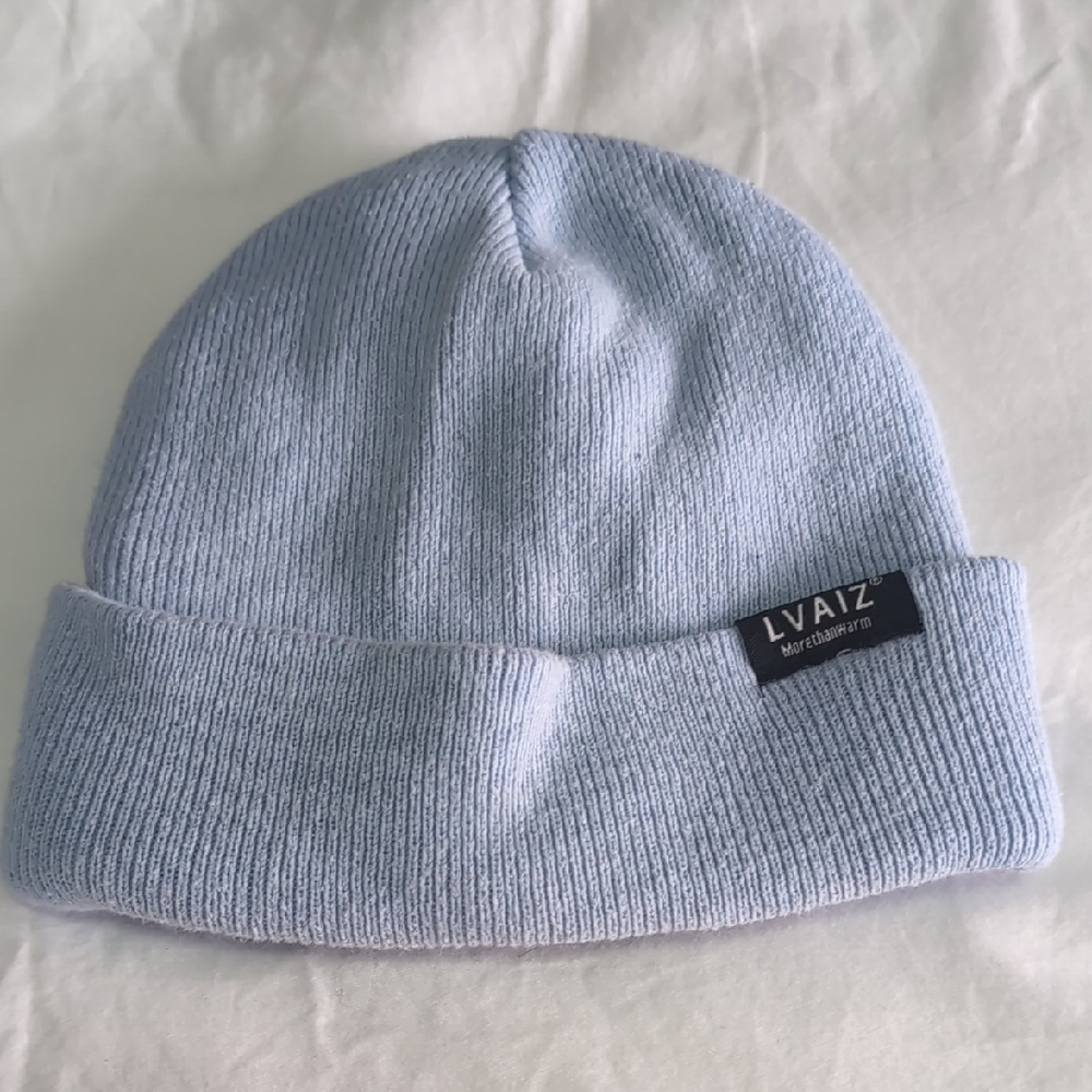 Lvaiz Light Blue Satin Lined Knit Hat, One Size